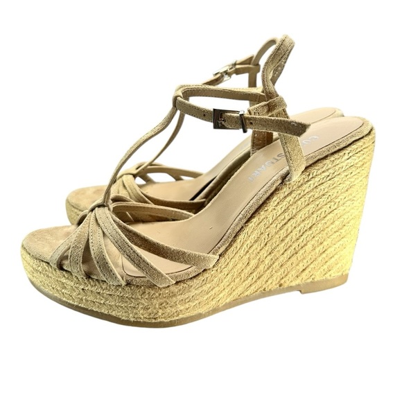 Colin Stuart Natural Espadrille Wedge Heel Sandals Strappy Size 7.5 Beige - Picture 3 of 9